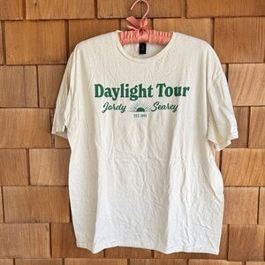 Gildan Daylight Tour Cream T-Shirt with Green Print